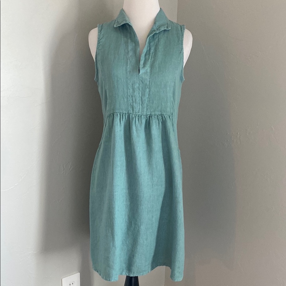 Green Sleeveless Polo Collar Mini Sundress